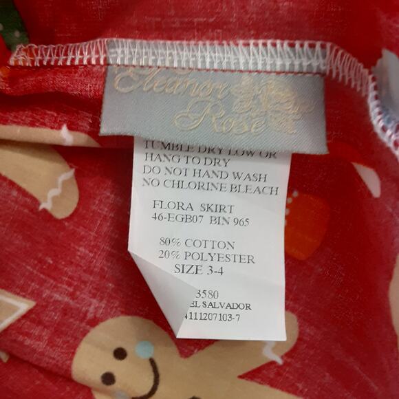 Eleanor Rose Gingerbread Man Pinafore Skirt Dress Christmas Overalls Girls 3/4 - Picture 6 of 9